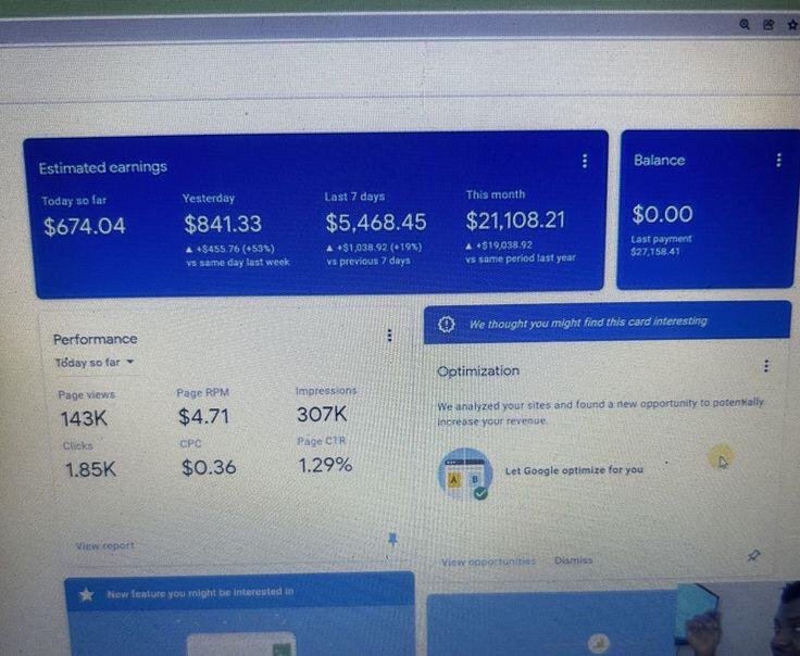 AdSense student earnings dashboard